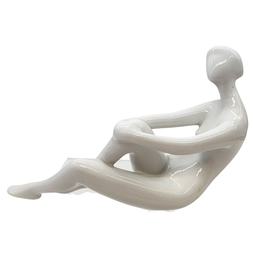 Large Antique Royal Dux Porcelain Nude Woman Hugging Knee By Jitka Forejtova - Picture 3 of 8